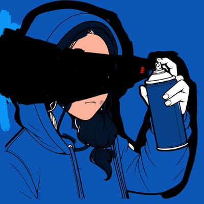 a realistic girl, spray painting