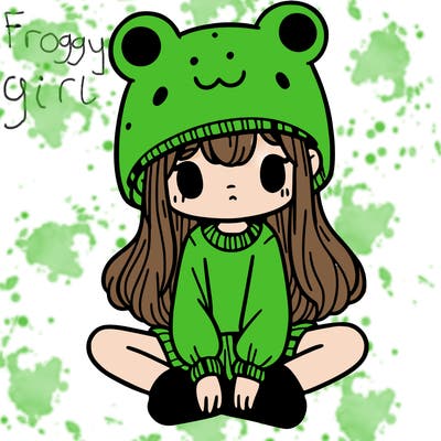 a girl wearing a frog hat and some frog socks