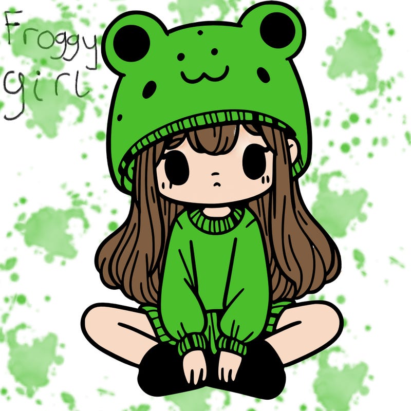 a girl wearing a frog hat and some frog socks