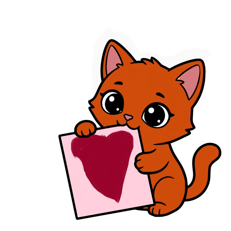 a small cat with a blank sheet of paper in its hand. the cat is sooooooo cute!