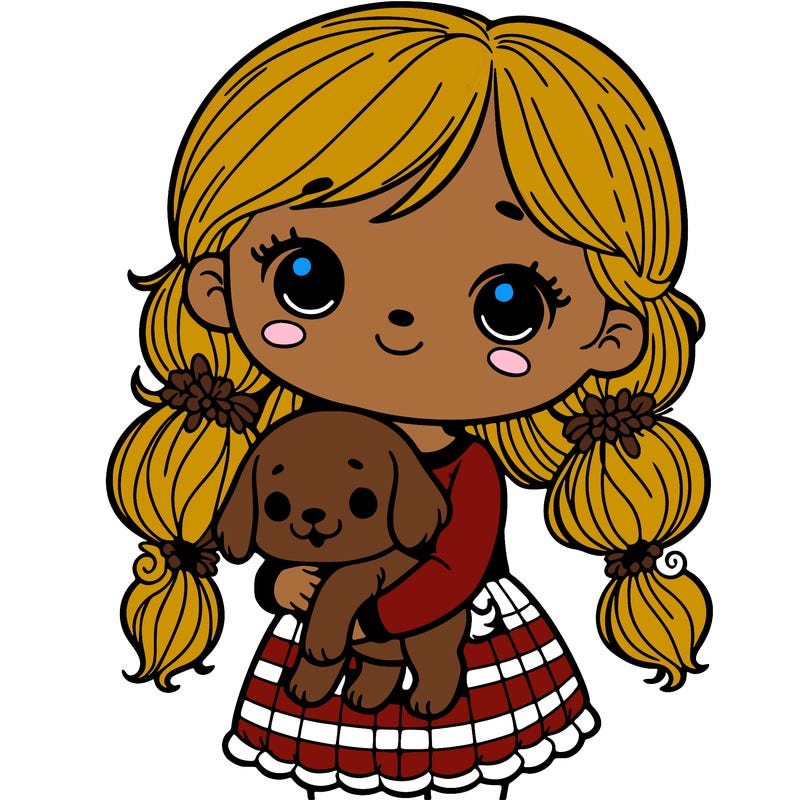 little girl holding a cute little puppy