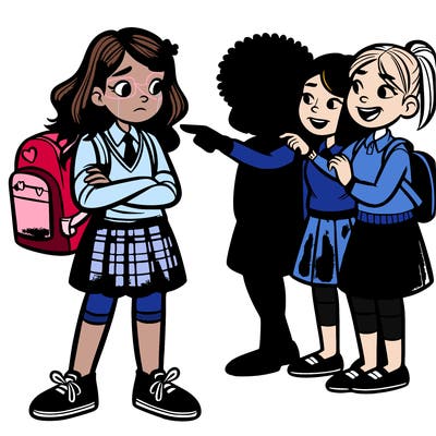 girl being bullied by mean girls at her school