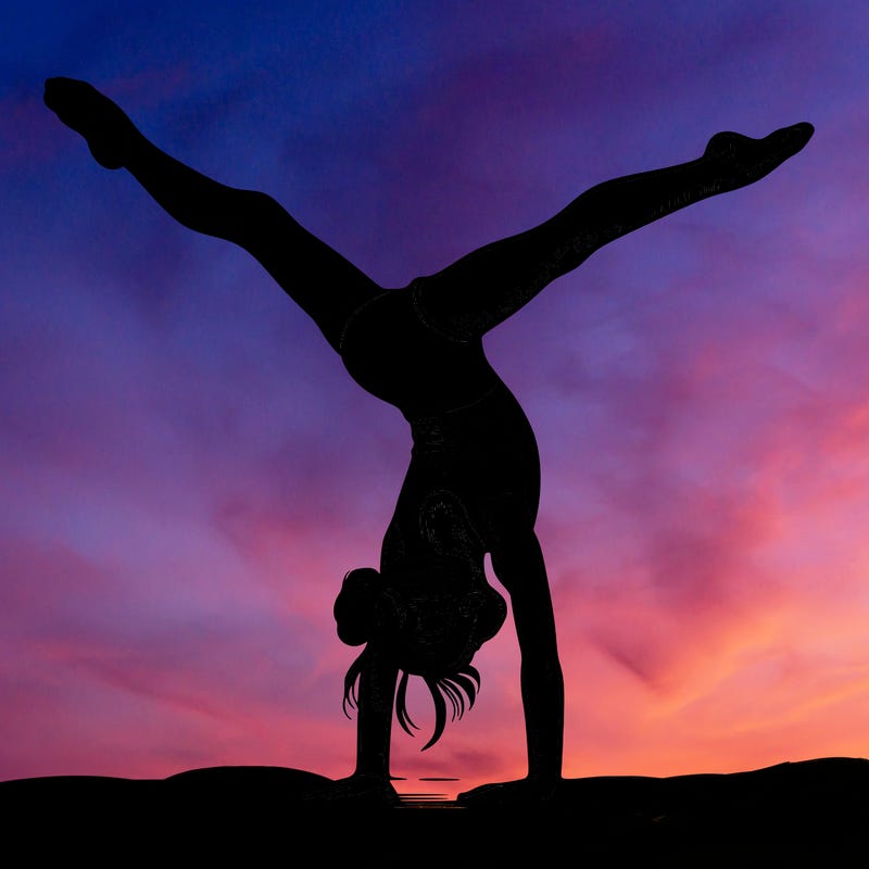 realistic gymnastic hand stand girl in four splits