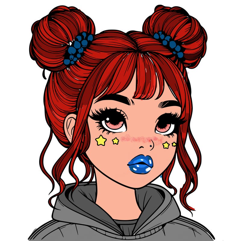realistic girl with space buns