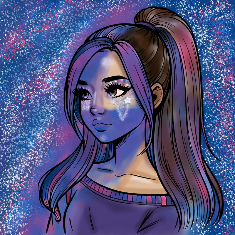 realistic girl with a high ponytail