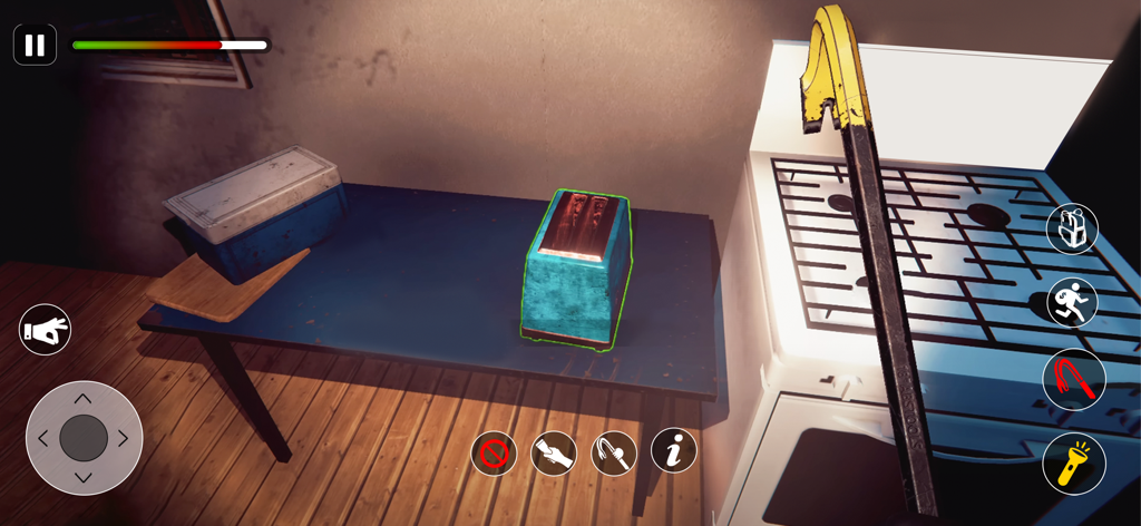 Crime City Gangster Mafia Game - First person view of a player stealing items in a kitchen with a crowbar in Crime City Gangster Mafia Game