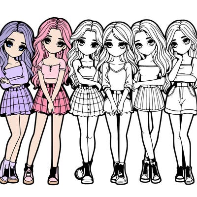 a group of girls realistic