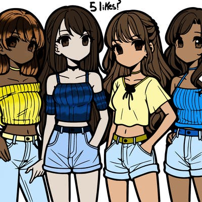 teen manga girls group of 4