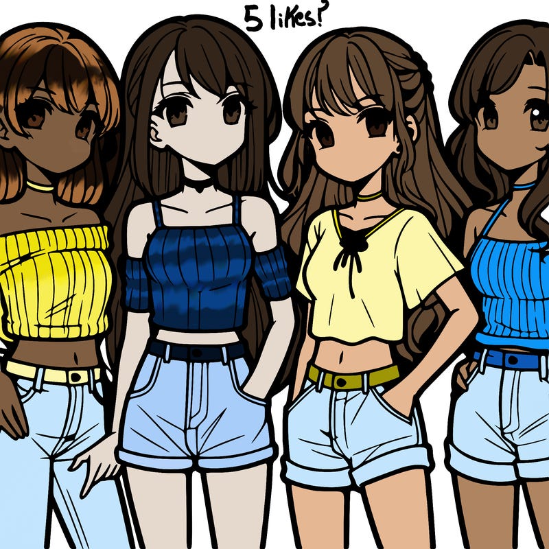 teen manga girls group of 4