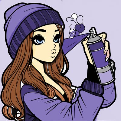 realistic girl spray painting