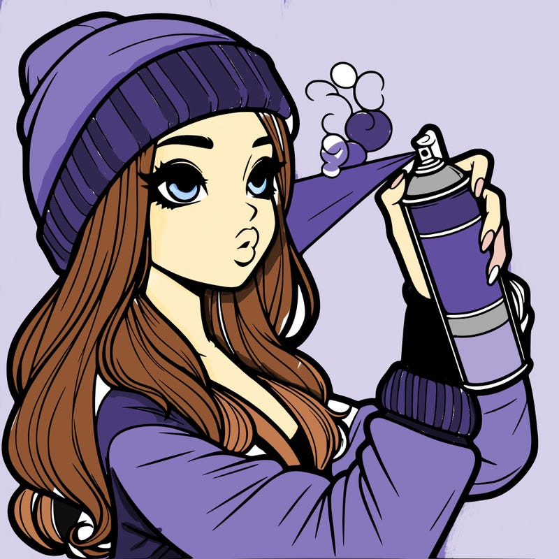 realistic girl spray painting