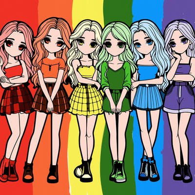 a group of girls realistic