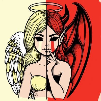 realistic angel half demon