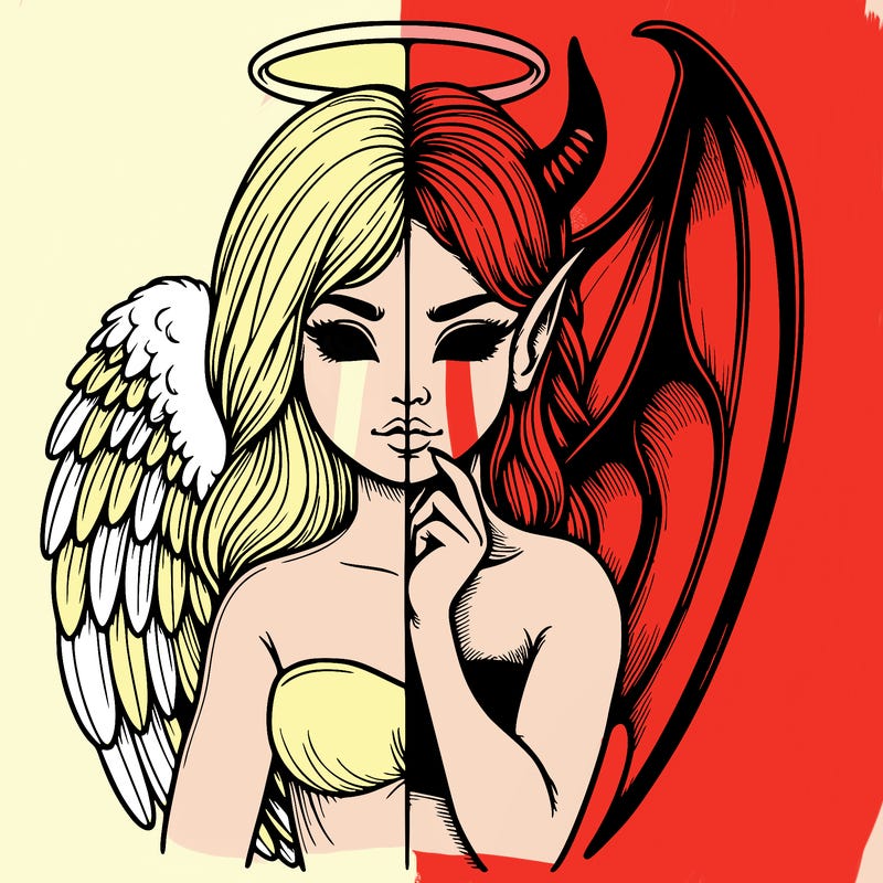 realistic angel half demon