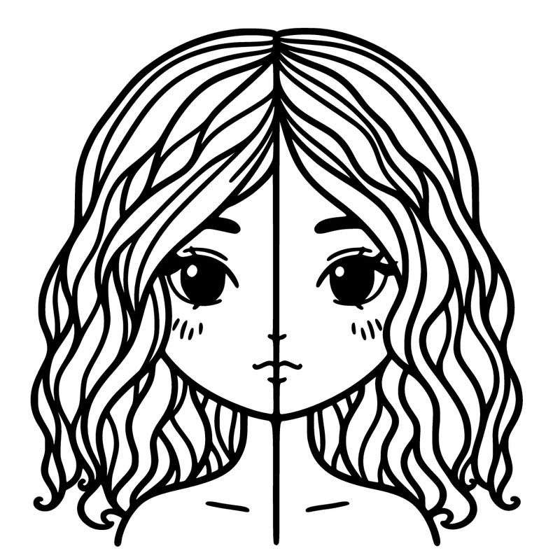 split girl with wavey hair