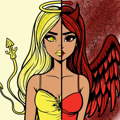 devil vs angel realistic girl