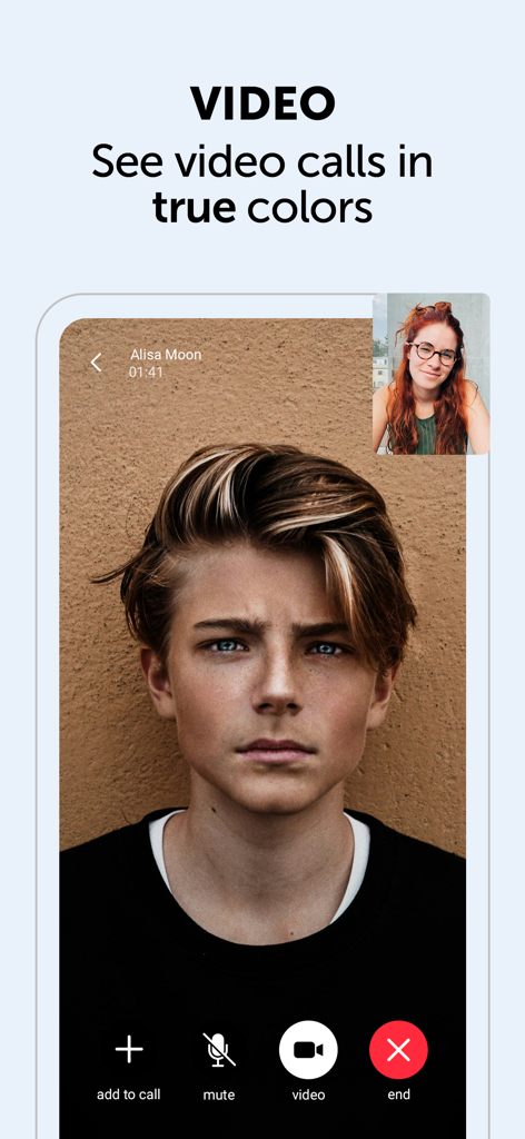 Video call screen for Zangi Private Messenger app