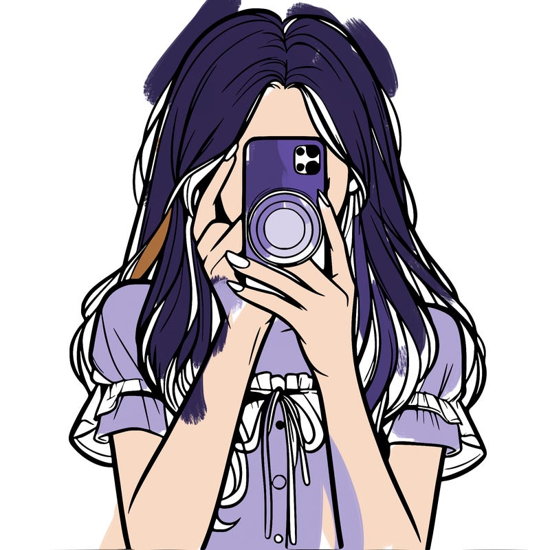a realistic girl holding her phone taking pictures