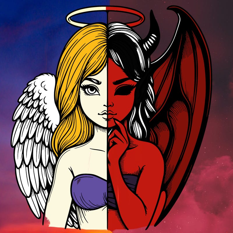 realistic angel half demon