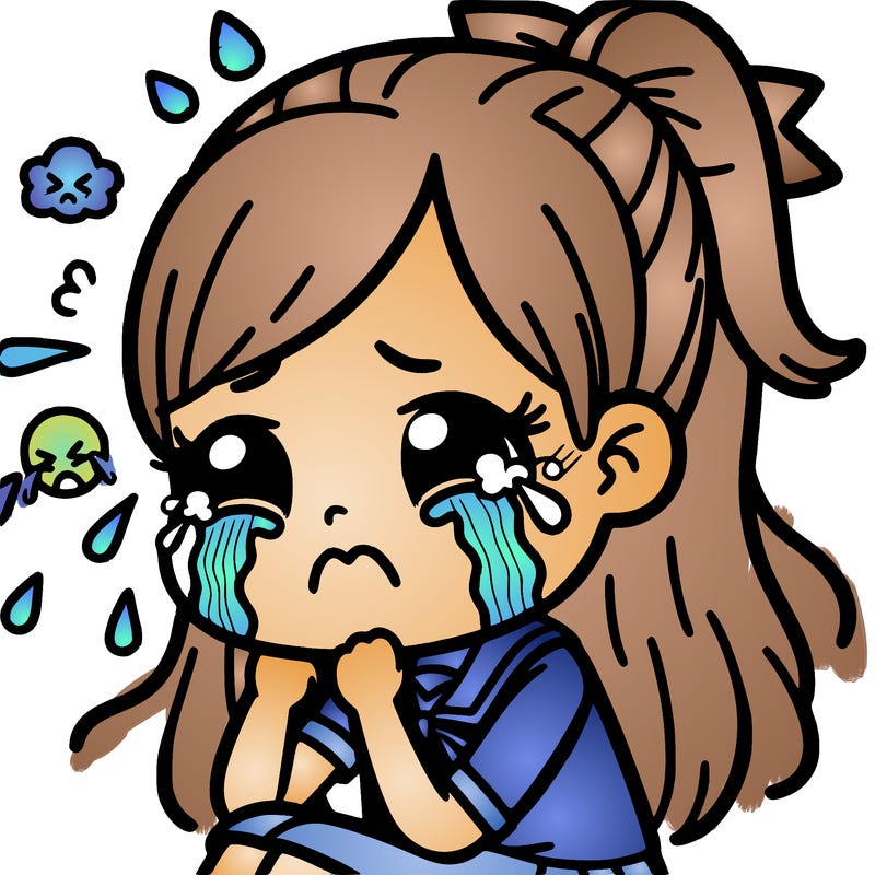 a girl crying with anxiety