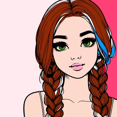 realistic girl with braids