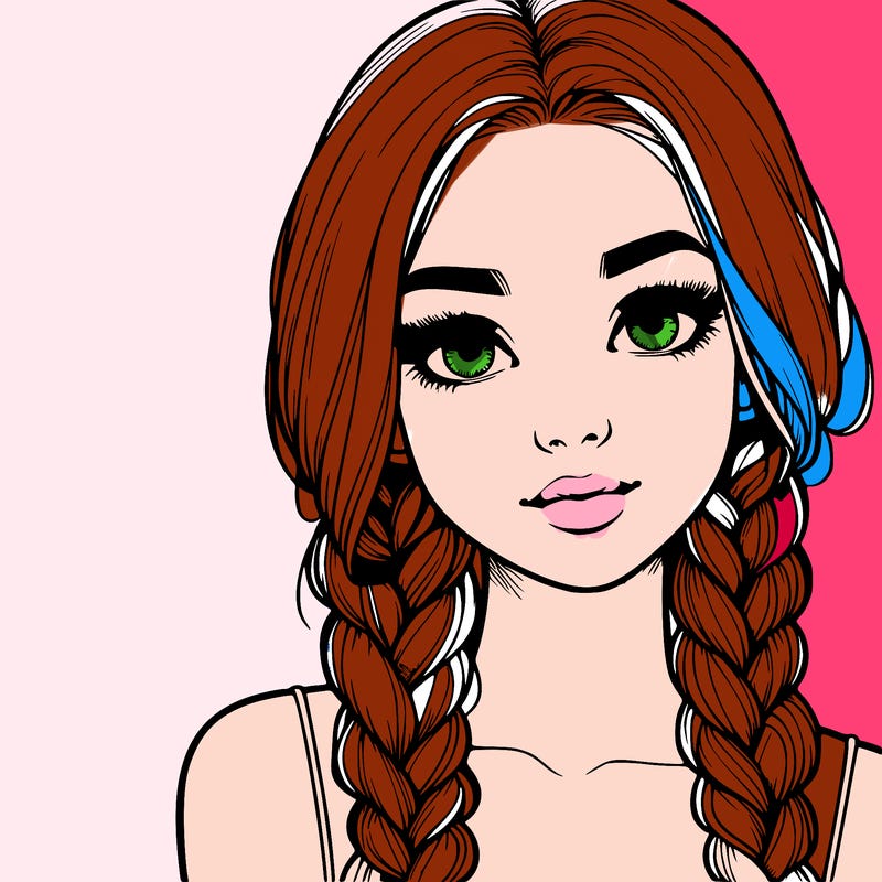 realistic girl with braids