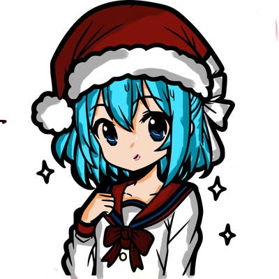 anime girl wearing a santa hat