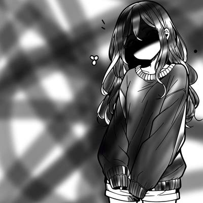 manga teen girl  in a sweater and baggy pants