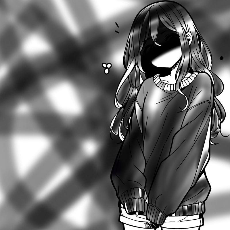 manga teen girl  in a sweater and baggy pants