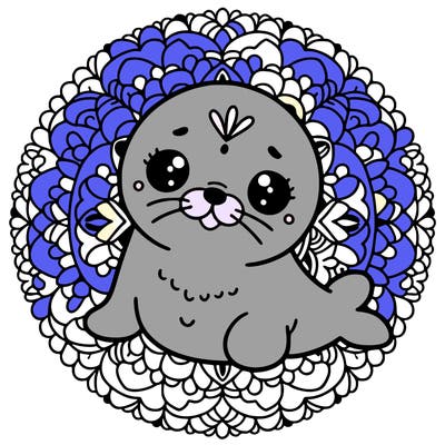 a cute baby seal mandala