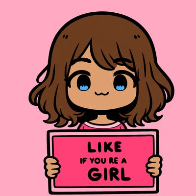a cute girl holding a sign that says like if you’re a girl