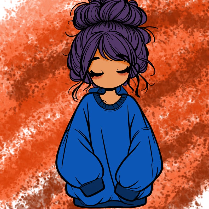 girl with baggy sweatshirt and messy bun