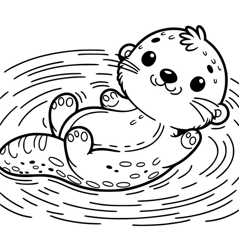 cute otter floating on his back in water