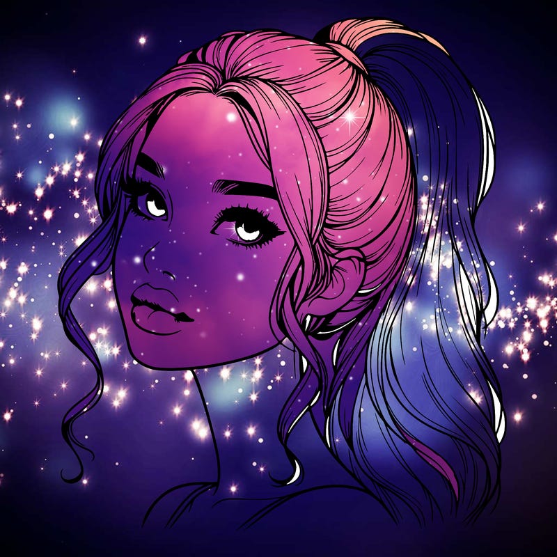 realistic girl with a ponytail on her hair and lips