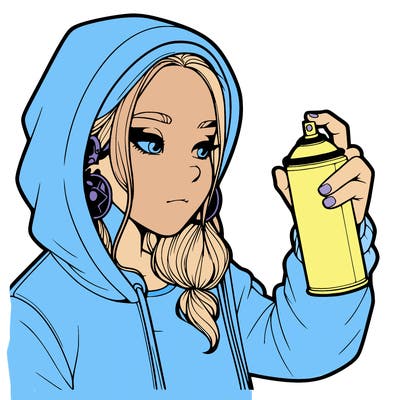 a realistic girl, spray painting