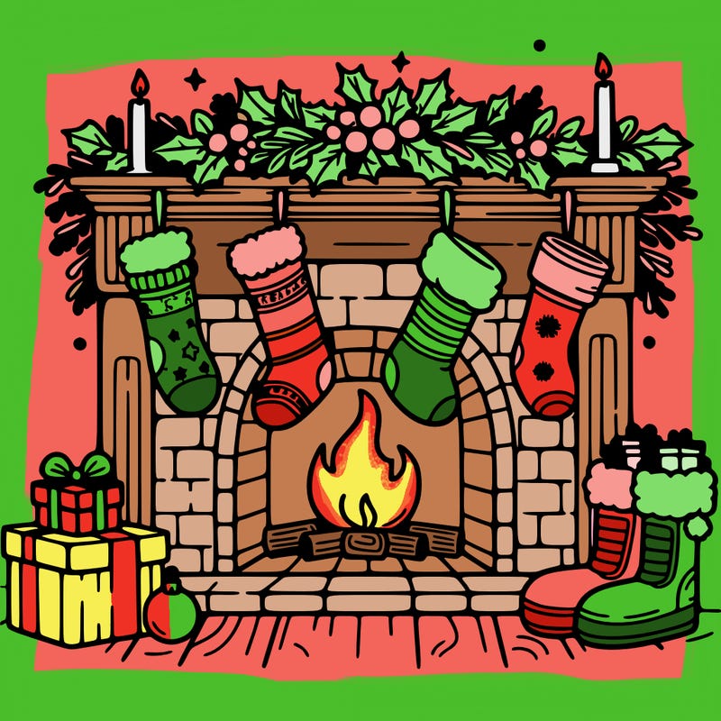 christmas fireplace with  stockings