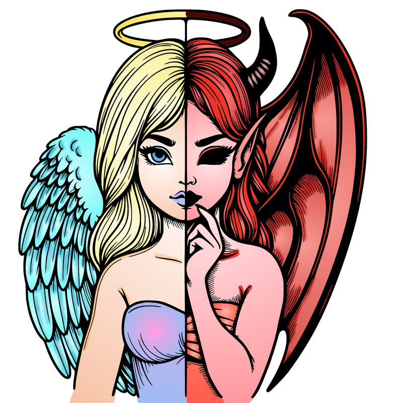 realistic angel half demon