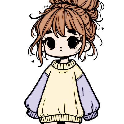cute girl with baggy jumper and messy bun