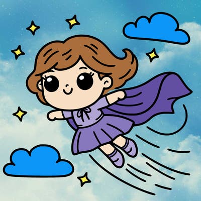 an girl that is flying