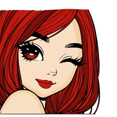 realistic girl winking eyes