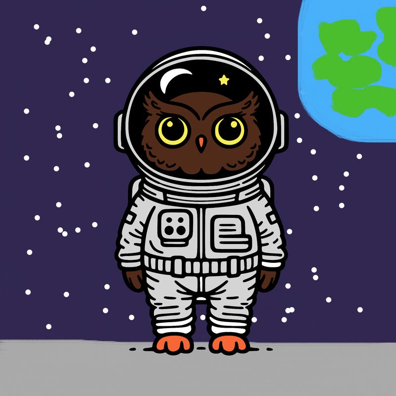owl in an astronaut suit