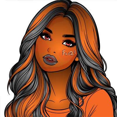 realistic girl with hair on her hair and lips