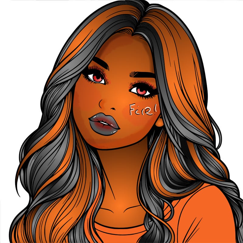 realistic girl with hair on her hair and lips