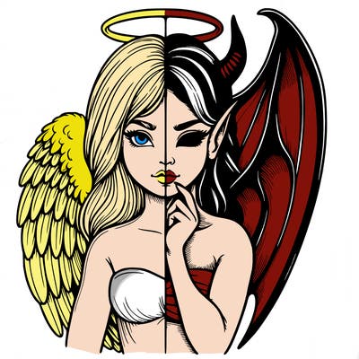 realistic angel half demon