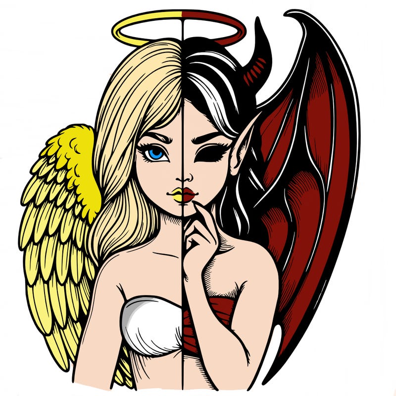 realistic angel half demon