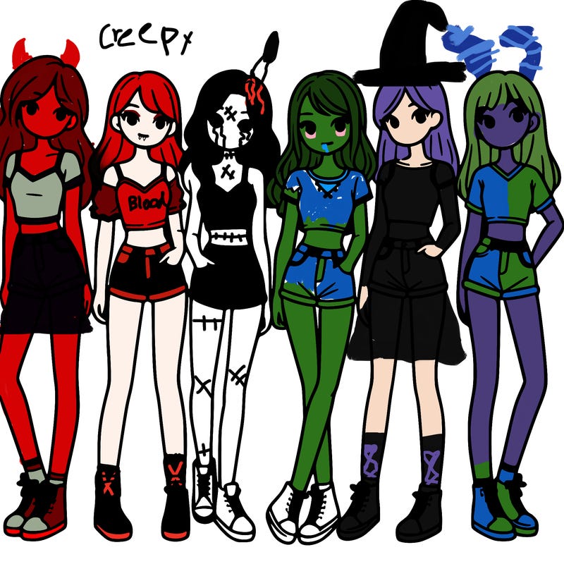 a group of girls wearing crop tops and shorts