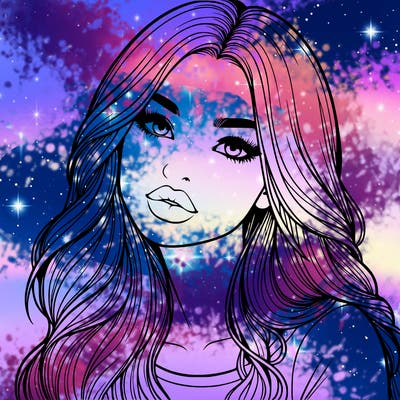 realistic girl with hair on her hair and lips