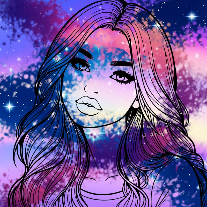 realistic girl with hair on her hair and lips