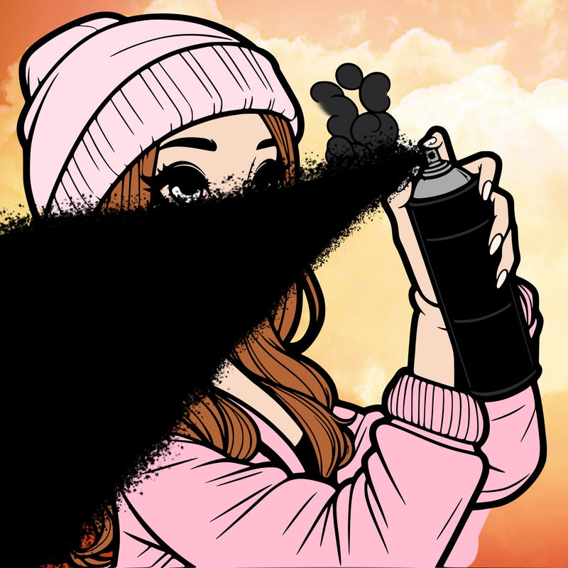 realistic girl spray painting