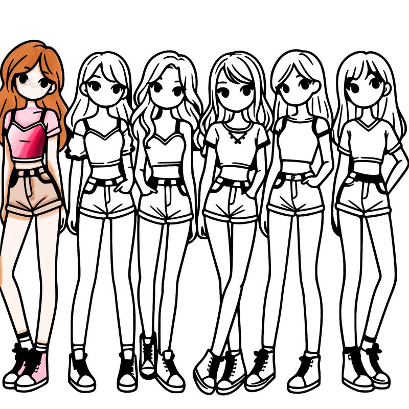 a group of girls wearing crop tops and shorts